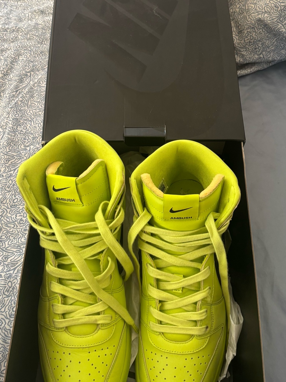 Nike Men’s High-Top Sneakers in Neon Yellow-Green
